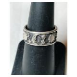 Silver Star Moon band marked 925.  Size 6.