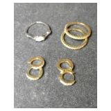 Gold tone costume jewelry two pairs hoop earrings