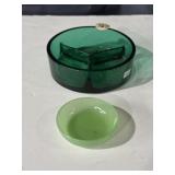 Small Jadeite sauce bowl and vintage teal green