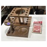 vintage wooden pipe stands & unopened pipe