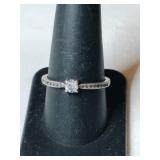 Silver clear Stone ring marked 925 size 9.