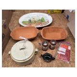 Large ceramic platter, vintage Roman clay bakers,