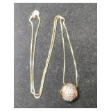 Silver gold tone clear Stone pendant box chain