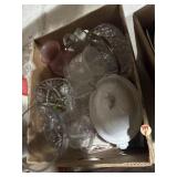 Mix of pressed glass bowls, decorative dishes,