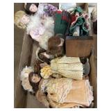 Flat of vintage porcelain dolls