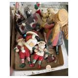 Santa Claus figurines and Christmas ornaments