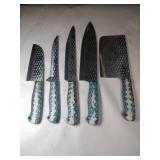 Blue / white handled Damascus steel  kitchen