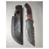 Multicolor handle   Damascus steel hunting knife