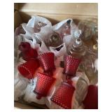 Glass Lamp Shades Lot ï¿½ Red Hobnail & Hurricane