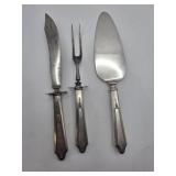 Lunt Sterling Meat Fork,  Carving Knife and Cake