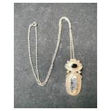 Silver Black onyx Stone necklace marked 925.