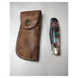 Green/ brown pocket knife w/ case