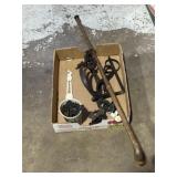 Wood cane and wrought iron hardware, cane has