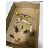 Flat of vintage fishing lures