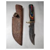 Mixed colors handle Damascus steel knife w/