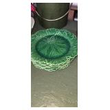 Set of 8 Wedgwood Majolica Green Leaf Plates