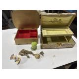 2 older jewelry boxes and contents