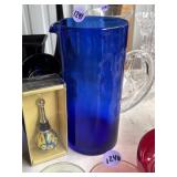 Bottle stopper and cobalt blue hand-blown glass