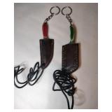 2 knife keychains on strap w/. Sheath