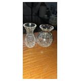 2 small 3in crystal vases