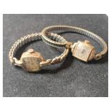 2 vintage Bulova woman's watches1 marked  10k