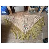 Fringed hand-embroidered shawl
