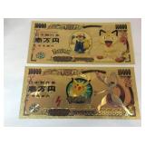 2 Novelty gold foil tender notes