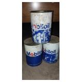 3- Mobiloil 1qtsingle grade oil cans (full)