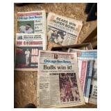 Box of vintage newspapers