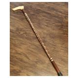 Handmade wooden carved handle cane 37 ' tall
