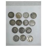 (14) Silver Mercury & Roosevelt dimes mixed years