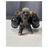 black bull carrying 2 jugs 3-piece ceramic salt