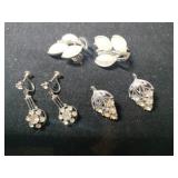 3  pair silver clear Stone mother of pearl
