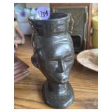 Marked USA Pottery figural head vase 6.5'