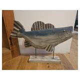 Wood and metal fish decor- 22W x 15H