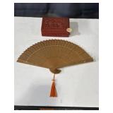 Chinese carved cinnabar lacquer box & Chinese