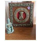 Zarebski Mayan Aztec Wall Plaque & figure