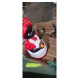 Black Americano bobble head , and 2 small metal