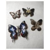 4 gold tone butterfly brooches