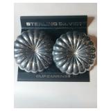 Silver round clip earrings unmarked.  .750oz