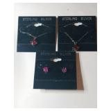 2 Redstone necklaces matching post earrings