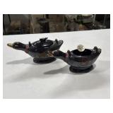 Japanese-made redware duck tea set pieces