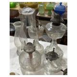 Group of oil lamps with two shades
