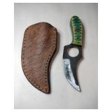 Green handle skinner Damascus steel knife w