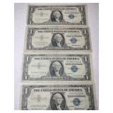 4 1957 blue sails silver certificates $1