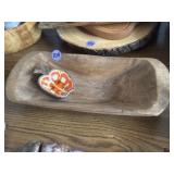 Handmade wooden dough bowl and signed apple
