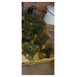 Avocado green glass goblet assortment