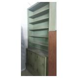 2pc Large green bookcase with under storage