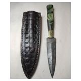 Mosaic handle Damascus   steel knife w/ sheath 4
