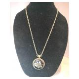 West Germany gold tone Black Rose pendant